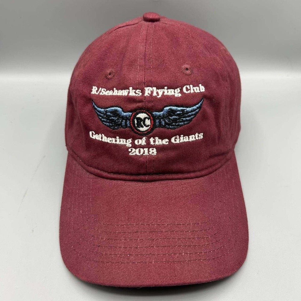 R/Seahawks Flying Club Hat Men Red Port & Company Strap Back Cap Cotton